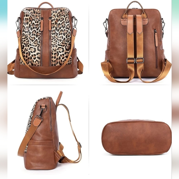 Leopard Print Backpack Handbag - Picture 7 of 11